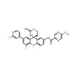 COc1cnc(C(=O)Nc2ccc3c(c2)[C@]2(CCOC(=N)N2)c2cc(-c4ccnc(F)c4)cc(F)c2O3)cn1 ZINC001772640185