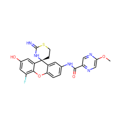 COc1cnc(C(=O)Nc2ccc3c(c2)[C@]2(CCSC(=N)N2)c2cc(O)cc(F)c2O3)cn1 ZINC001772649866