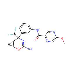 COc1cnc(C(=O)Nc2cccc([C@@]3(C(F)F)N=C(N)O[C@@H]4C[C@@H]43)c2)cn1 ZINC000226079338