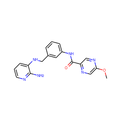 COc1cnc(C(=O)Nc2cccc(CNc3cccnc3N)c2)cn1 ZINC000169701650