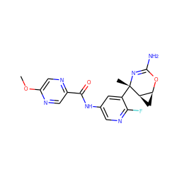 COc1cnc(C(=O)Nc2cnc(F)c([C@]3(C)N=C(N)O[C@H]4C[C@H]43)c2)cn1 ZINC000220652447