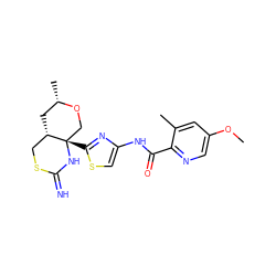 COc1cnc(C(=O)Nc2csc([C@]34CO[C@@H](C)C[C@H]3CSC(=N)N4)n2)c(C)c1 ZINC001772617011