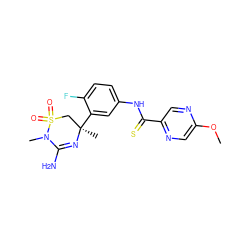 COc1cnc(C(=S)Nc2ccc(F)c([C@]3(C)CS(=O)(=O)N(C)C(N)=N3)c2)cn1 ZINC000209494595