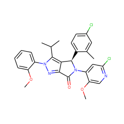 COc1cnc(Cl)cc1N1C(=O)c2nn(-c3ccccc3OC)c(C(C)C)c2[C@H]1c1ccc(Cl)cc1C ZINC000224100446