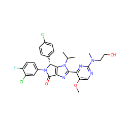 COc1cnc(N(C)CCO)nc1-c1nc2c(n1C(C)C)[C@@H](c1ccc(Cl)cc1)N(c1ccc(F)c(Cl)c1)C2=O ZINC000169705569
