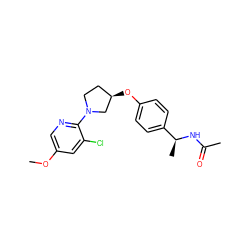 COc1cnc(N2CC[C@@H](Oc3ccc([C@H](C)NC(C)=O)cc3)C2)c(Cl)c1 ZINC000169709760