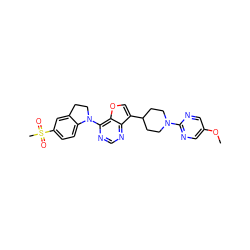 COc1cnc(N2CCC(c3coc4c(N5CCc6cc(S(C)(=O)=O)ccc65)ncnc34)CC2)nc1 ZINC001772640760