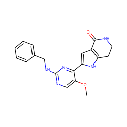 COc1cnc(NCc2ccccc2)nc1-c1cc2c([nH]1)CCNC2=O ZINC000095561545