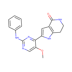 COc1cnc(Nc2ccccc2)nc1-c1cc2c([nH]1)CCNC2=O ZINC000095563131