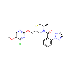 COc1cnc(OC[C@H]2CN(C(=O)c3ccccc3-n3nccn3)[C@H](C)CS2)nc1Cl ZINC000207400242