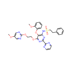 COc1cnc(OCCOc2nc(-c3ncccn3)nc(NS(=O)(=O)CCc3ccccc3)c2Oc2ccccc2OC)nc1 ZINC000095554687