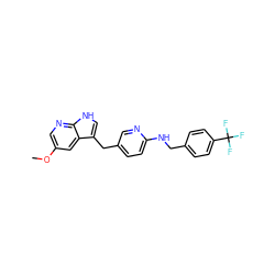 COc1cnc2[nH]cc(Cc3ccc(NCc4ccc(C(F)(F)F)cc4)nc3)c2c1 ZINC000095921312