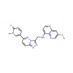 COc1cnc2c(NCc3nnc4ccc(-c5ccc(=O)n(C)c5)nn34)ccnc2c1 ZINC000166068168