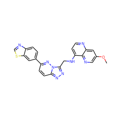 COc1cnc2c(NCc3nnc4ccc(-c5ccc6ncsc6c5)nn34)ccnc2c1 ZINC000167689604