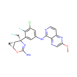 COc1cnc2c(Nc3cc(Cl)c(F)c([C@@]4(CF)N=C(N)O[C@@H]5C[C@@H]54)c3)nccc2n1 ZINC000226088124