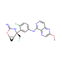 COc1cnc2c(Nc3ccc(Cl)c([C@@]4(CF)NC(=N)O[C@@H]5C[C@@H]54)c3)nccc2n1 ZINC000473213518