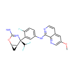 COc1cnc2c(Nc3ccc(F)c([C@@]4(C(F)F)N=C(N)O[C@@H]5C[C@@H]54)c3)nccc2c1 ZINC000220652994