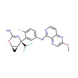 COc1cnc2c(Nc3ccc(F)c([C@@]4(C(F)F)N=C(N)O[C@@H]5C[C@@H]54)c3)nccc2n1 ZINC000220654159