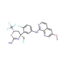 COc1cnc2c(Nc3ccc(F)c([C@]4(CF)C[C@@H](C(F)(F)F)OC(N)=N4)c3)nccc2c1 ZINC000223552404