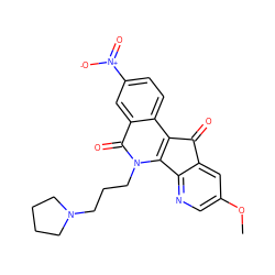 COc1cnc2c(c1)C(=O)c1c-2n(CCCN2CCCC2)c(=O)c2cc([N+](=O)[O-])ccc12 ZINC001772634999