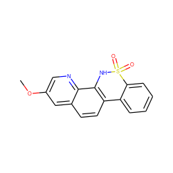 COc1cnc2c3c(ccc2c1)-c1ccccc1S(=O)(=O)N3 ZINC000029130237