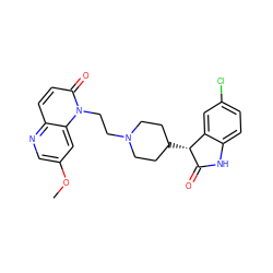 COc1cnc2ccc(=O)n(CCN3CCC([C@H]4C(=O)Nc5ccc(Cl)cc54)CC3)c2c1 ZINC000299834204