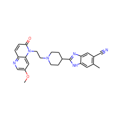 COc1cnc2ccc(=O)n(CCN3CCC(c4nc5cc(C#N)c(C)cc5[nH]4)CC3)c2c1 ZINC000219133088