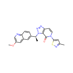 COc1cnc2ccc([C@H](C)n3nnc4ccn(-c5cc(C)ns5)c(=O)c43)cc2c1 ZINC000068152015