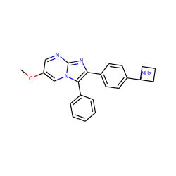 COc1cnc2nc(-c3ccc(C4(N)CCC4)cc3)c(-c3ccccc3)n2c1 ZINC000113655994