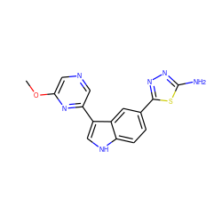 COc1cncc(-c2c[nH]c3ccc(-c4nnc(N)s4)cc23)n1 ZINC000204755927