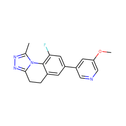 COc1cncc(-c2cc(F)c3c(c2)CCc2nnc(C)n2-3)c1 ZINC000143868197