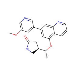 COc1cncc(-c2cc(O[C@H](C)[C@H]3CNC(=O)C3)c3cccnc3c2)c1 ZINC000147818836