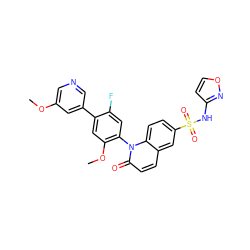 COc1cncc(-c2cc(OC)c(-n3c(=O)ccc4cc(S(=O)(=O)Nc5ccon5)ccc43)cc2F)c1 ZINC001772643985