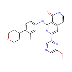 COc1cncc(-c2cc3cc[nH]c(=O)c3c(Nc3ccc(C4CCOCC4)c(C)c3)n2)n1 ZINC000096174458