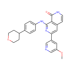 COc1cncc(-c2cc3cc[nH]c(=O)c3c(Nc3ccc(C4CCOCC4)cc3)n2)c1 ZINC000096174451