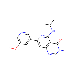 COc1cncc(-c2cc3ncn(C)c(=O)c3c(NC(C)C)n2)c1 ZINC000115626207