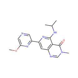 COc1cncc(-c2cc3ncn(C)c(=O)c3c(NC(C)C)n2)n1 ZINC000115624285