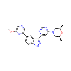 COc1cncc(-c2ccc3[nH]nc(-c4cc(N5C[C@H](C)O[C@H](C)C5)ncn4)c3c2)n1 ZINC000225566207