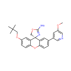 COc1cncc(-c2ccc3c(c2)[C@@]2(COC(N)=N2)c2cc(OCC(C)(C)C)ccc2O3)c1 ZINC000223888152