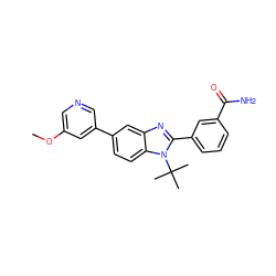 COc1cncc(-c2ccc3c(c2)nc(-c2cccc(C(N)=O)c2)n3C(C)(C)C)c1 ZINC000143820898