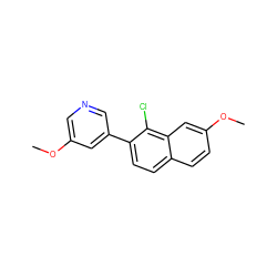 COc1cncc(-c2ccc3ccc(OC)cc3c2Cl)c1 ZINC000096282817