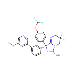 COc1cncc(-c2cccc([C@@]3(c4ccc(OC(F)F)cc4)N=C(N)N4CC(F)(F)CN=C43)c2)c1 ZINC000073313103