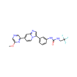 COc1cncc(-c2ccn3c(-c4cccc(NC(=O)NCC(F)(F)F)c4)cnc3c2)n1 ZINC000147164464