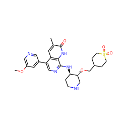 COc1cncc(-c2cnc(N[C@@H]3CCNC[C@H]3OCC3CCS(=O)(=O)CC3)c3[nH]c(=O)c(C)cc23)c1 ZINC000473086372