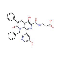 COc1cncc(-c2nc(C(=O)NCCC(=O)O)c(O)c3cc(-c4ccccc4)c(=O)n(Cc4ccccc4)c23)c1 ZINC000169711054