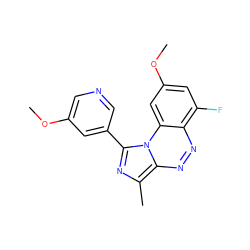 COc1cncc(-c2nc(C)c3nnc4c(F)cc(OC)cc4n23)c1 ZINC000095575717