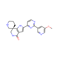 COc1cncc(-c2nccc(-c3cc4c([nH]3)[C@]3(CCCNC3)CNC4=O)n2)c1 ZINC000071341072