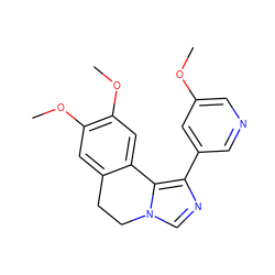 COc1cncc(-c2ncn3c2-c2cc(OC)c(OC)cc2CC3)c1 ZINC000095572702