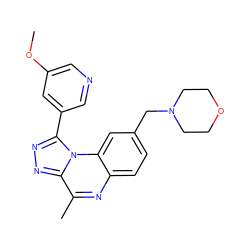 COc1cncc(-c2nnc3c(C)nc4ccc(CN5CCOCC5)cc4n23)c1 ZINC000149289418