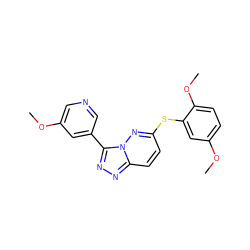 COc1cncc(-c2nnc3ccc(Sc4cc(OC)ccc4OC)nn23)c1 ZINC000299823995